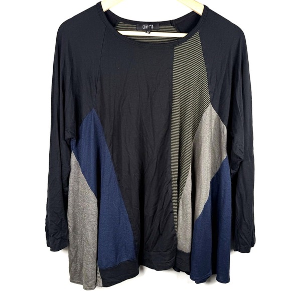 Comfy USA Tunic Top Women Striped Flowy Long Sleeves Relaxed Lagenlook Womens XL - Picture 1 of 10